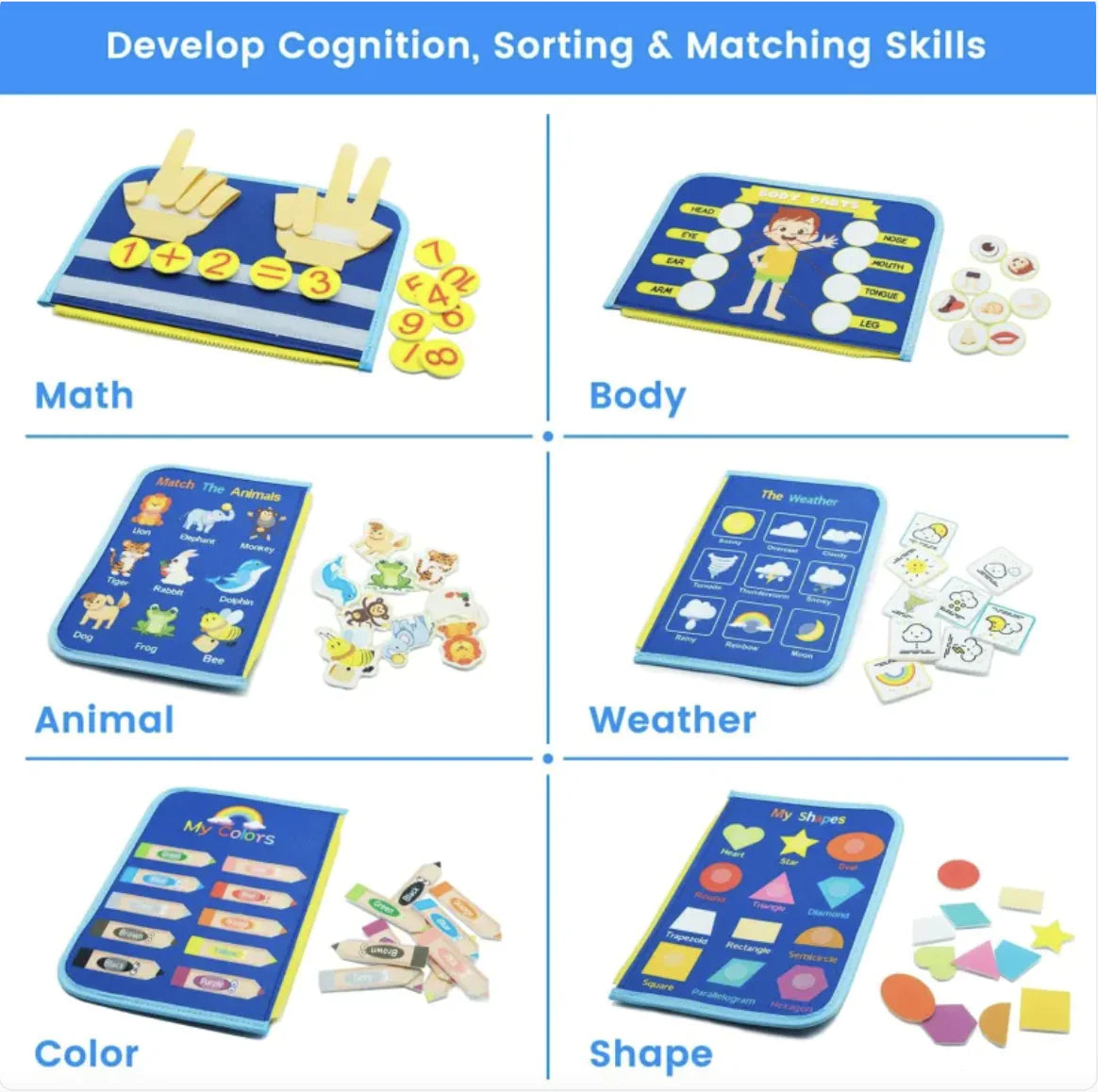 KidoCard – Children's Felt Busy Board (Early Learning & Dressing Skills Toy)